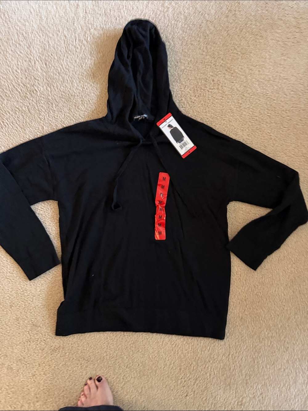 NWT Hilary Radley Men's Black Crewneck Hoodie Sweater M